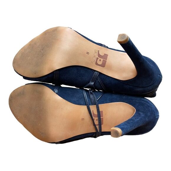 Joe’s Jeans Halsey Blue Suede Peep Toe Lace-up Stiletto Tassel Ankle Booties 8 - Picture 5 of 7